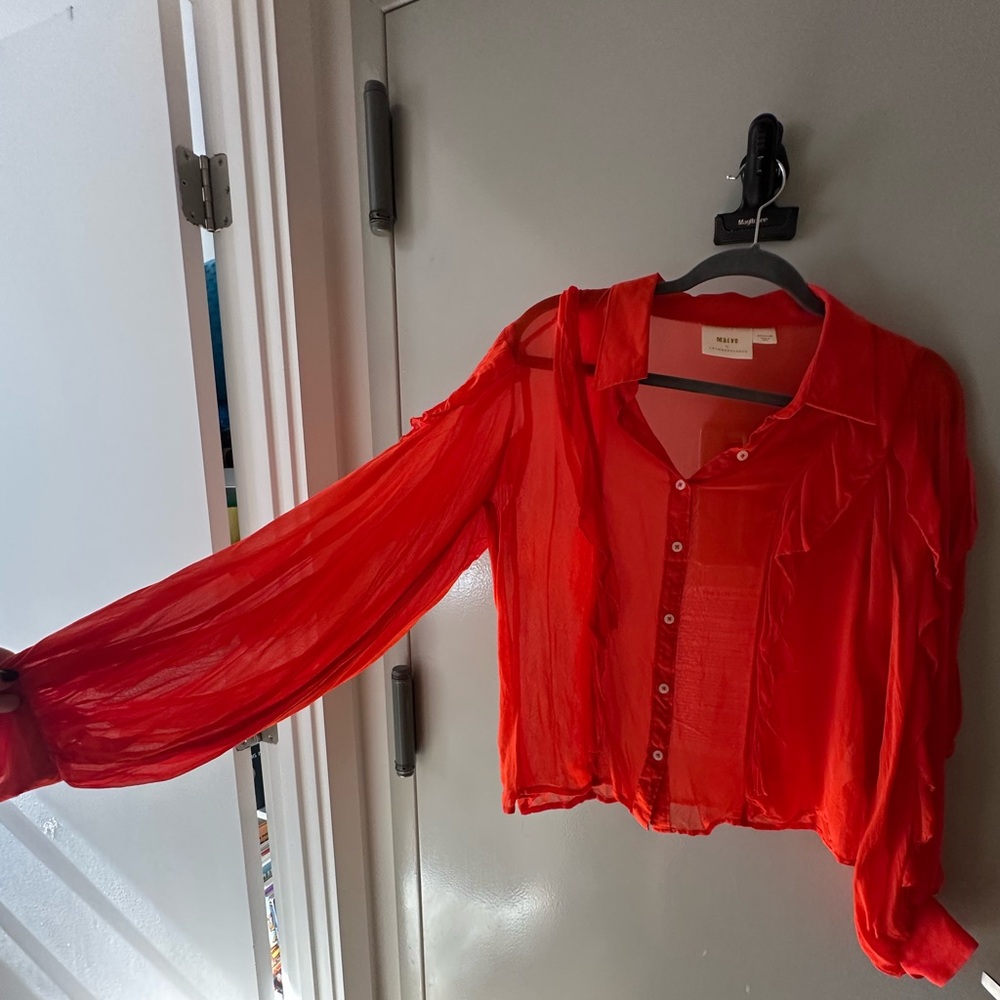 Sheer red/orange blouse from Maeve by Anthropology